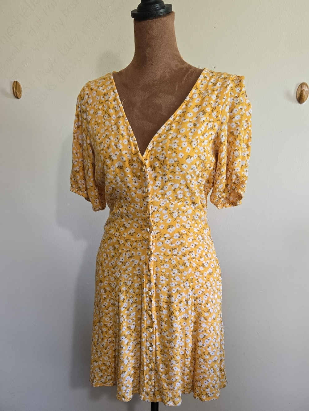 DR24 Abercrombie & Fitch Mini Dress Ditsy Floral Romantic Pockets Tie Back Lined
